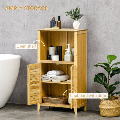 Bamboo Bathroom Storage Cabinet - 36" Tall Organizer