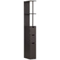HOMCOM 54" Tall Bathroom Storage Cabinet, Freestanding Linen Tower with 2-Tier Shelf and Drawers, Narrow Side Floor Organizer, Brown