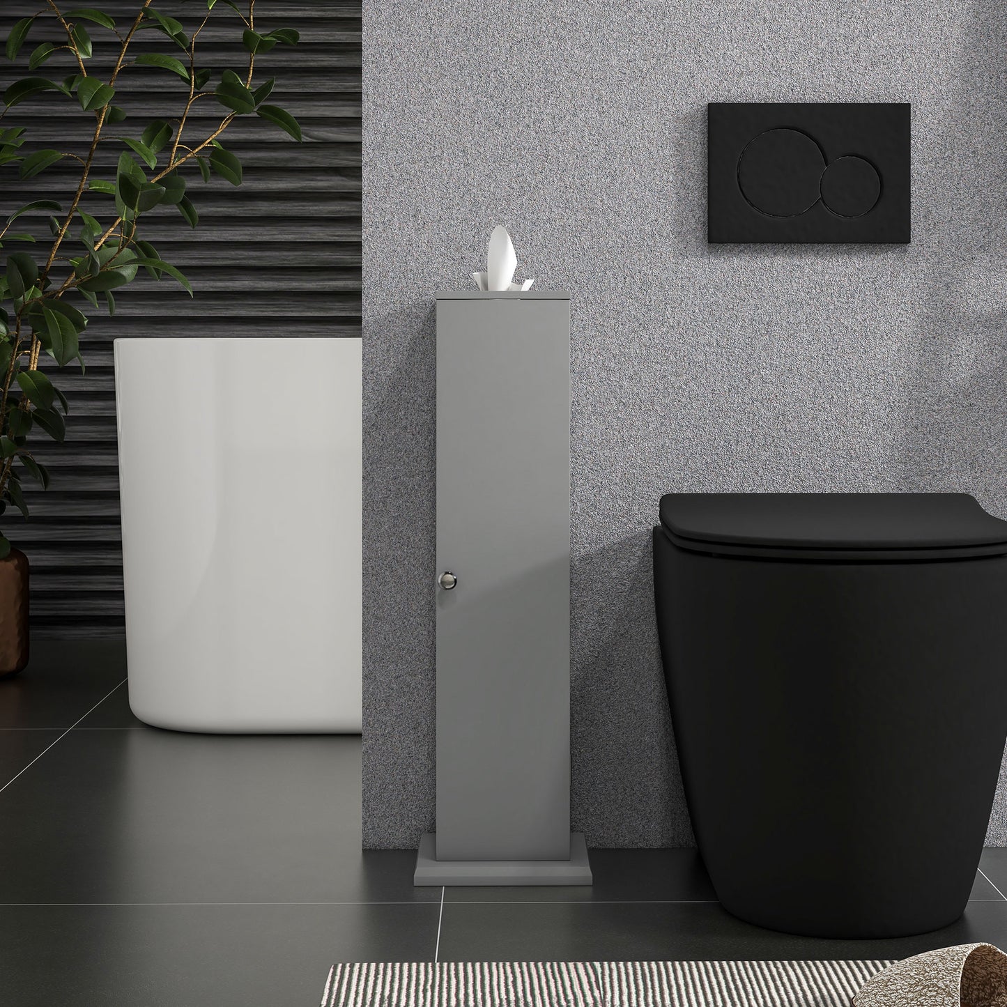 Gray Bathroom Storage Cabinet - Toilet Paper Organizer