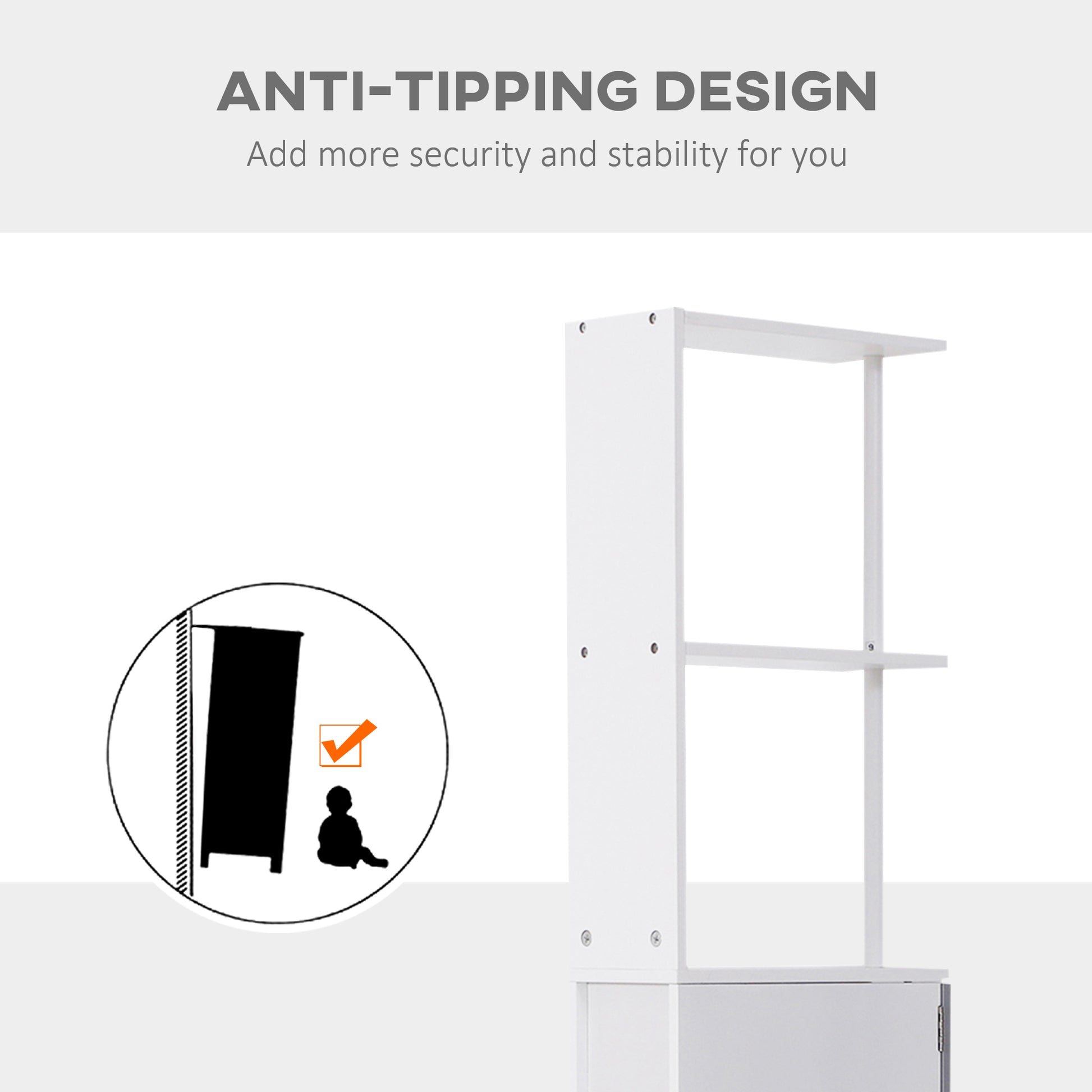 Small White Bathroom Storage Cabinet - MDF