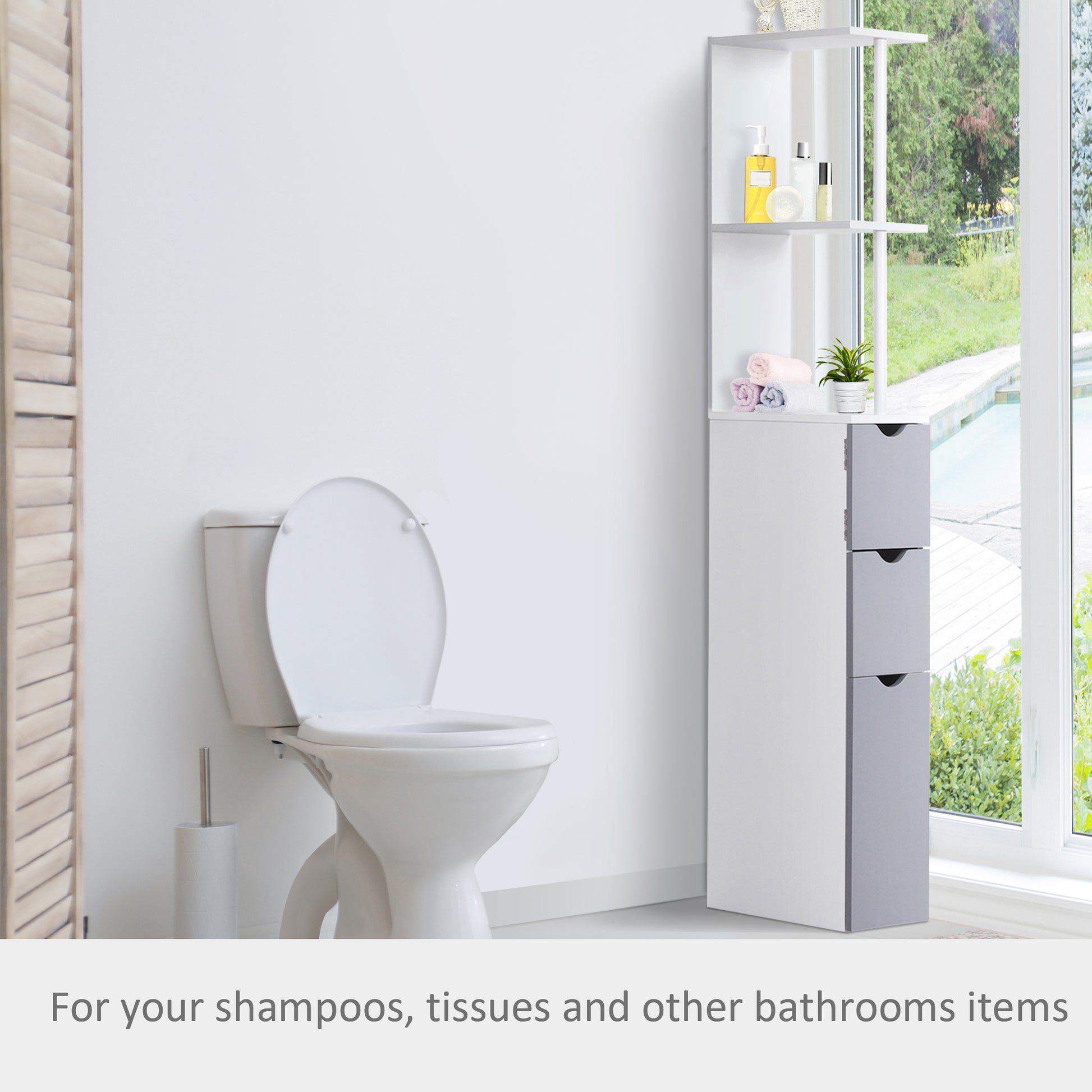 Small White Bathroom Storage Cabinet - MDF