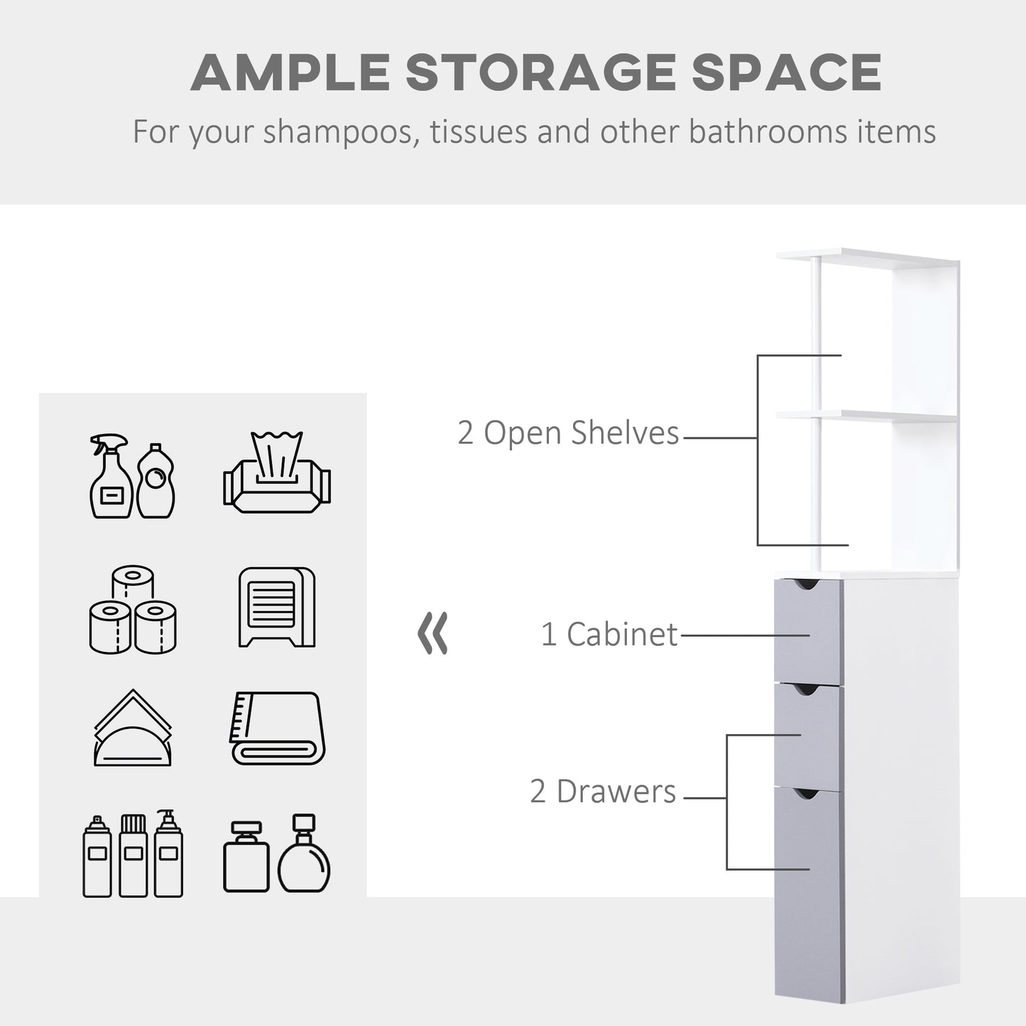 Small White Bathroom Storage Cabinet - MDF