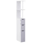 HOMCOM 54" Tall Bathroom Storage Cabinet, Freestanding Linen Tower with 2-Tier Shelf and Drawers, Narrow Side Floor Organizer, White
