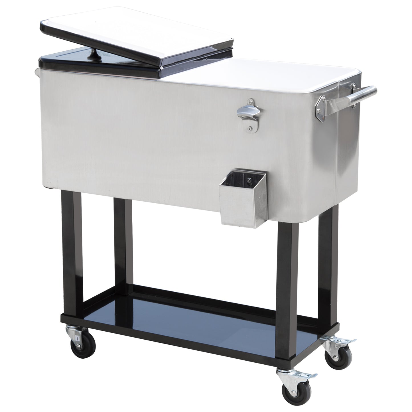 80 Quart Silver Rolling Cooler with Wheels - Outdoor Ice Chest