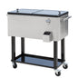 Outsunny 80 QT Rolling Cooling Bins Ice Chest on Wheels Outdoor Stand Up Drink Cooler Cart for Party, Silver