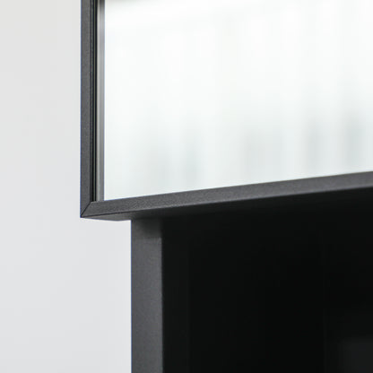 Wall Mounted Bathroom Mirror Cabinet - Black Stainless Steel