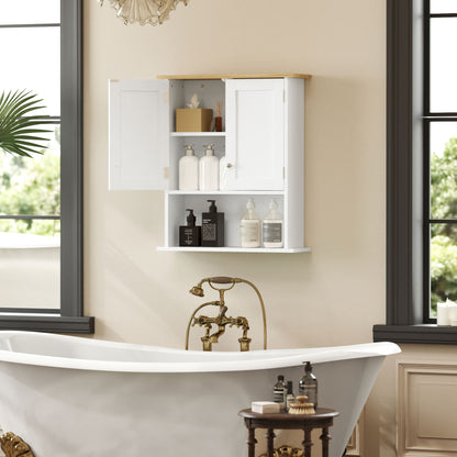 White MDF Bathroom Wall Cabinet - Adjustable Shelf Storage
