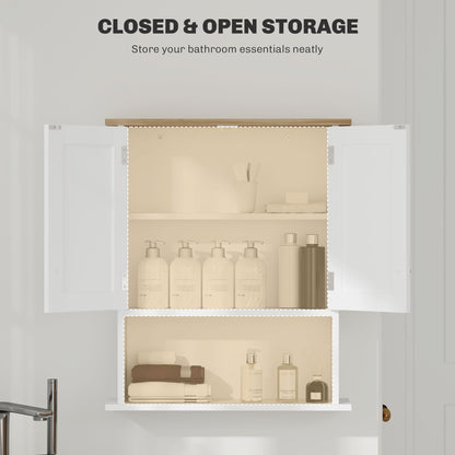 White MDF Bathroom Wall Cabinet - Adjustable Shelf Storage
