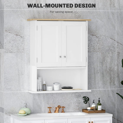 White MDF Bathroom Wall Cabinet - Adjustable Shelf Storage