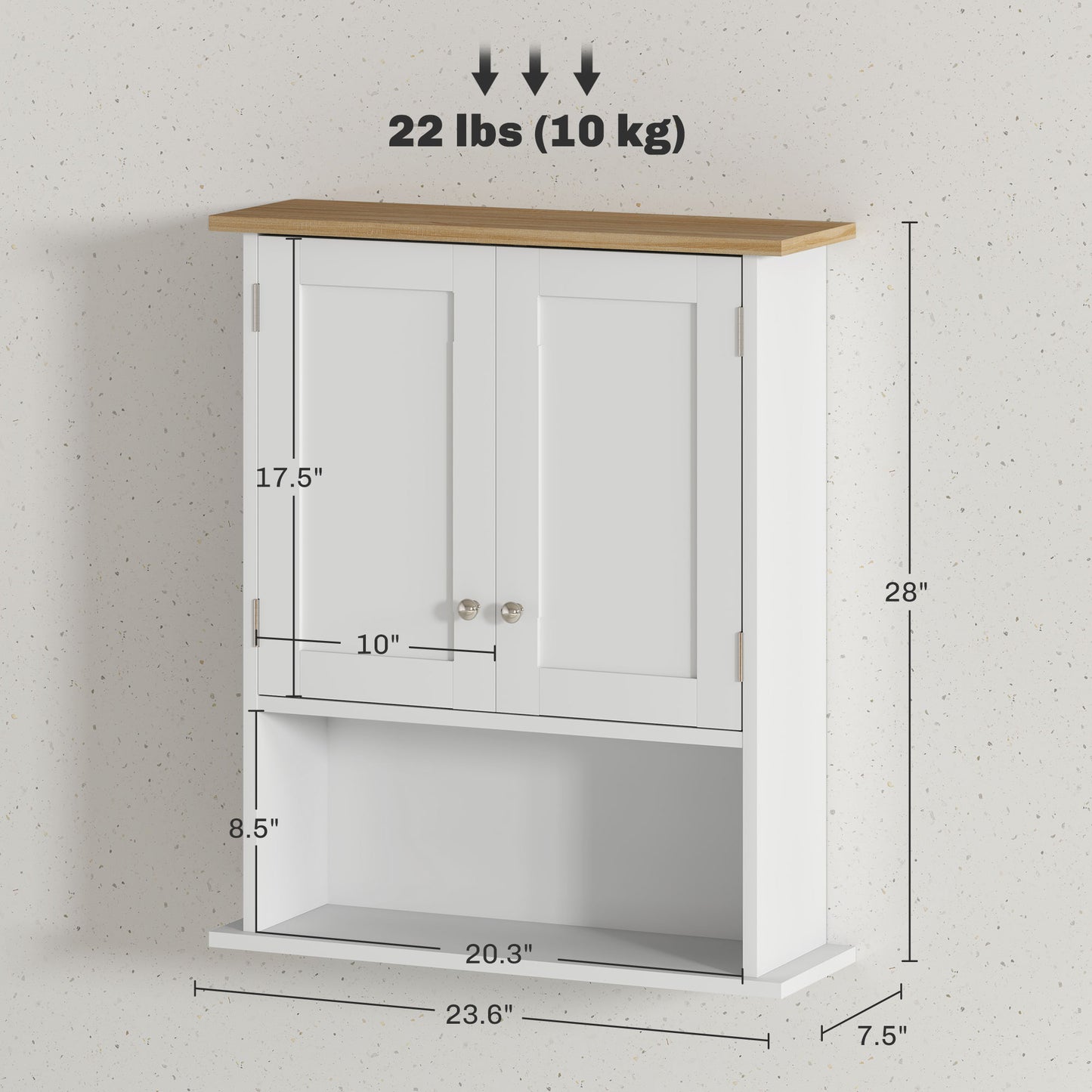 White MDF Bathroom Wall Cabinet - Adjustable Shelf Storage