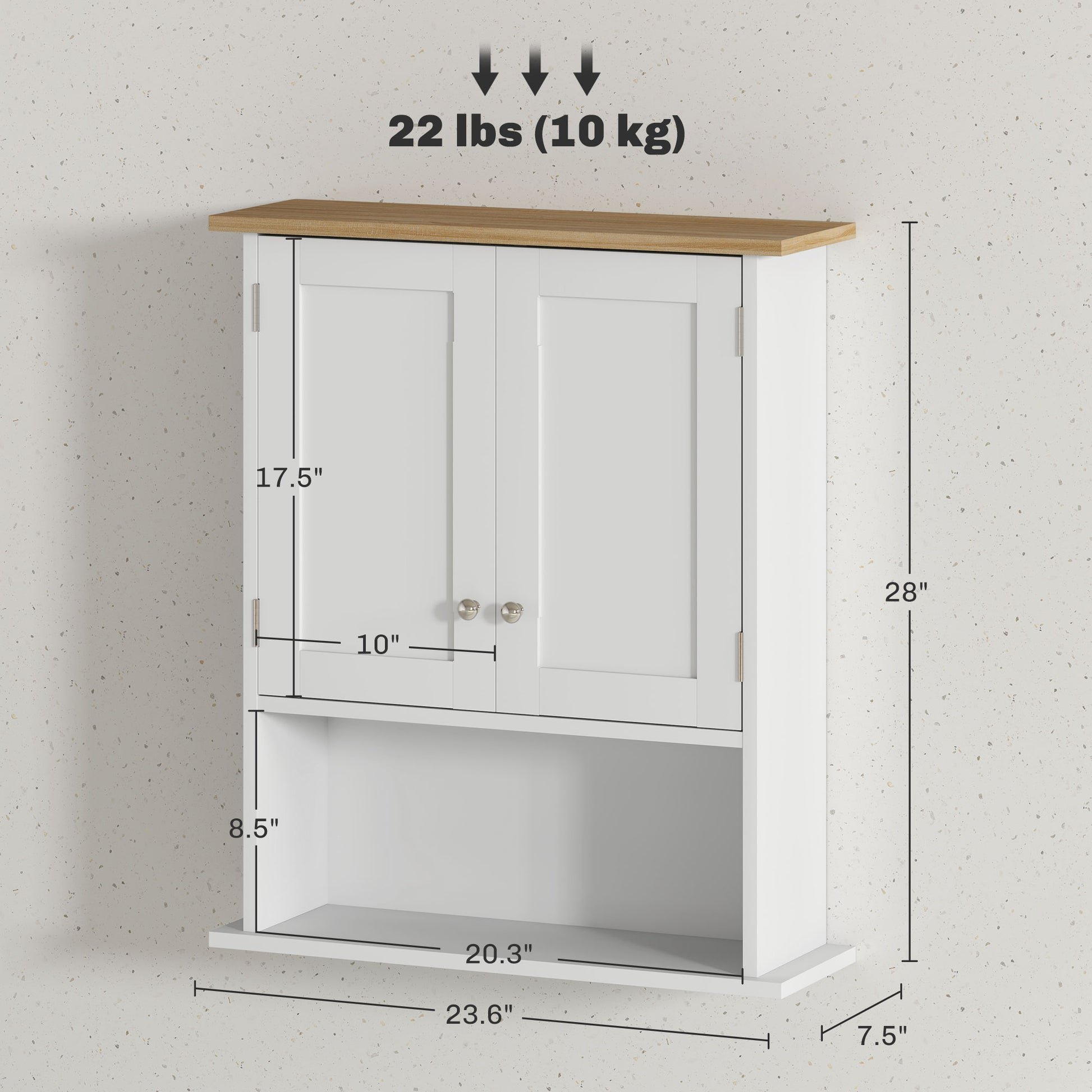 White MDF Bathroom Wall Cabinet - Adjustable Shelf Storage