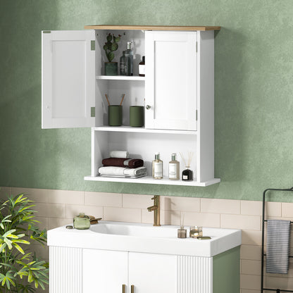 White MDF Bathroom Wall Cabinet - Adjustable Shelf Storage
