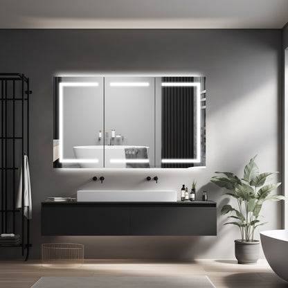 60 Inch LED Bathroom Medicine Cabinet with Mirror - Gray