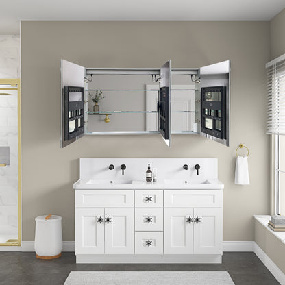 60 Inch LED Bathroom Medicine Cabinet with Mirror - Gray