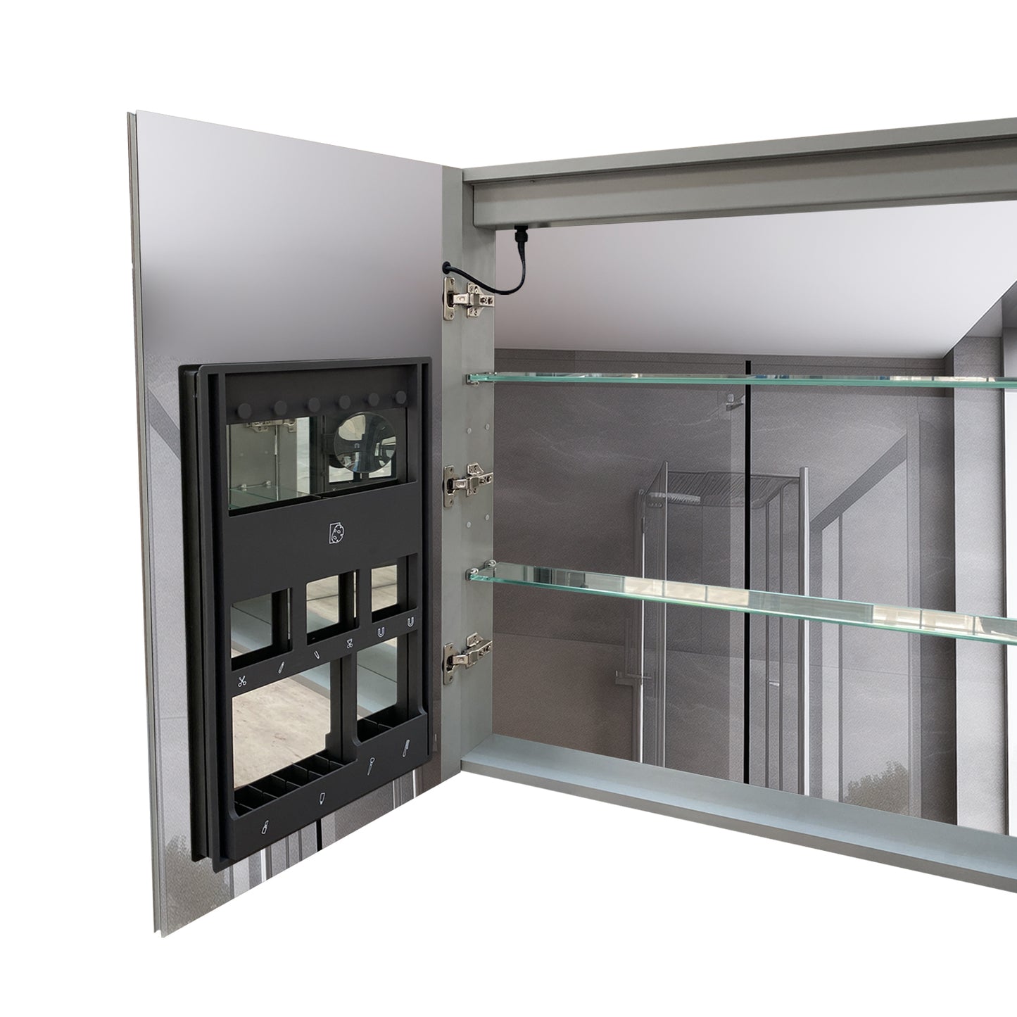 60 Inch LED Bathroom Medicine Cabinet with Mirror - Gray