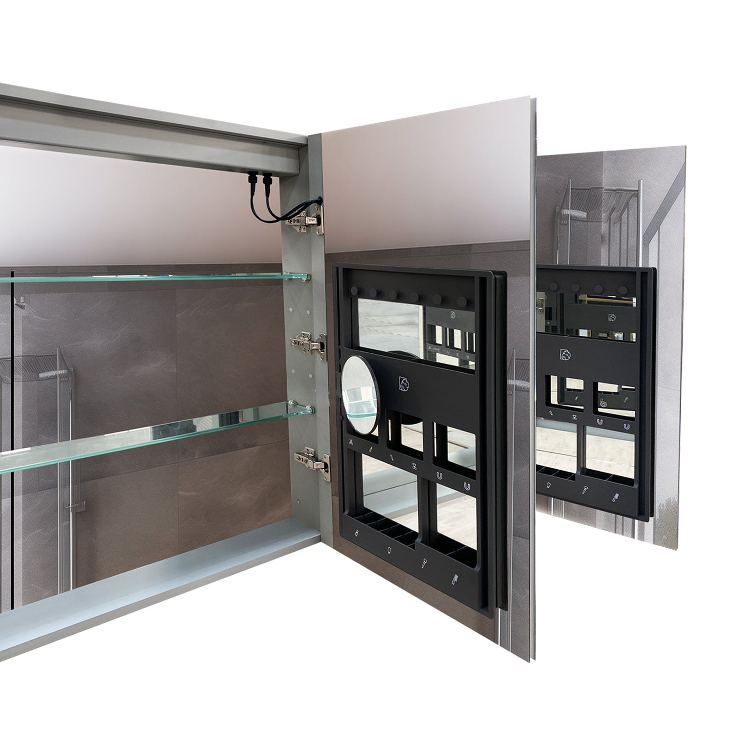 60 Inch LED Bathroom Medicine Cabinet with Mirror - Gray