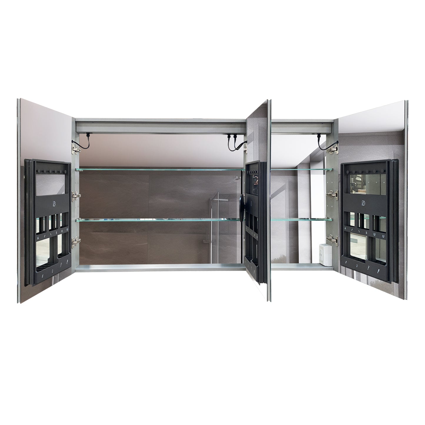 60 Inch LED Bathroom Medicine Cabinet with Mirror - Gray