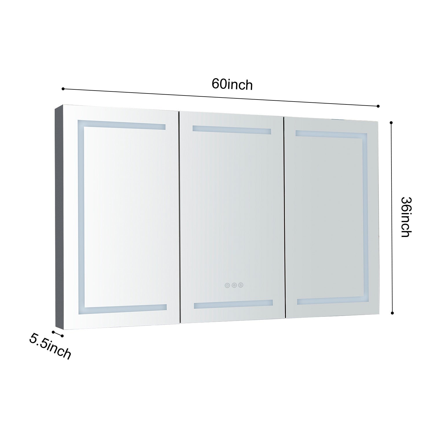 60 Inch LED Bathroom Medicine Cabinet with Mirror - Gray