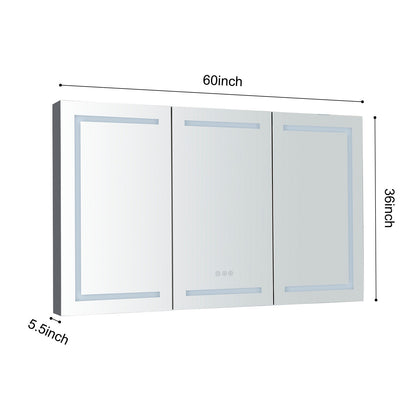 60 Inch LED Bathroom Medicine Cabinet with Mirror - Gray