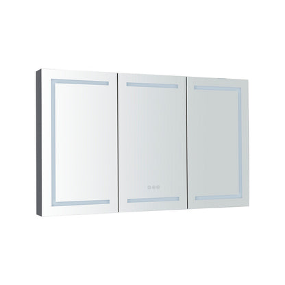 60 x 36 inch LED Lighted Bathroom Medicine Cabinet with Mirror,  Sockets and Adjustable Glass Shelves, Dimmable, Anti-Fog