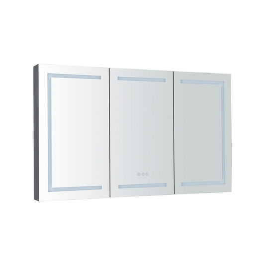 60 x 36 inch LED Lighted Bathroom Medicine Cabinet with Mirror,  Sockets and Adjustable Glass Shelves, Dimmable, Anti-Fog