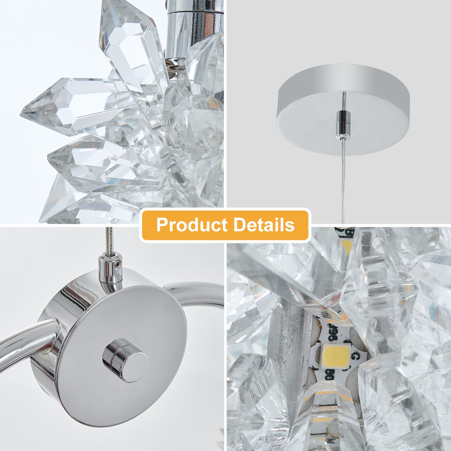 Modern Crystal Chandelier Bedside Lamp - Transparent LED Lighting
