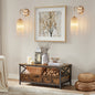Set of 2 Gold Frame and Cascading Crystal Bead String Wall Sconces, E12 Bulb Socket, Elegant Hanging Light Fixture for Living Room, Bedroom, Hallway (Bulb Not Included)