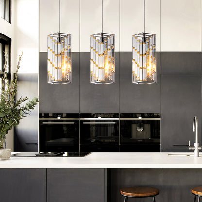 3-Piece Chrome Iron Crystal Pendant Light Set