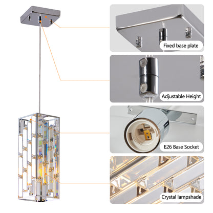 3-Piece Chrome Iron Crystal Pendant Light Set