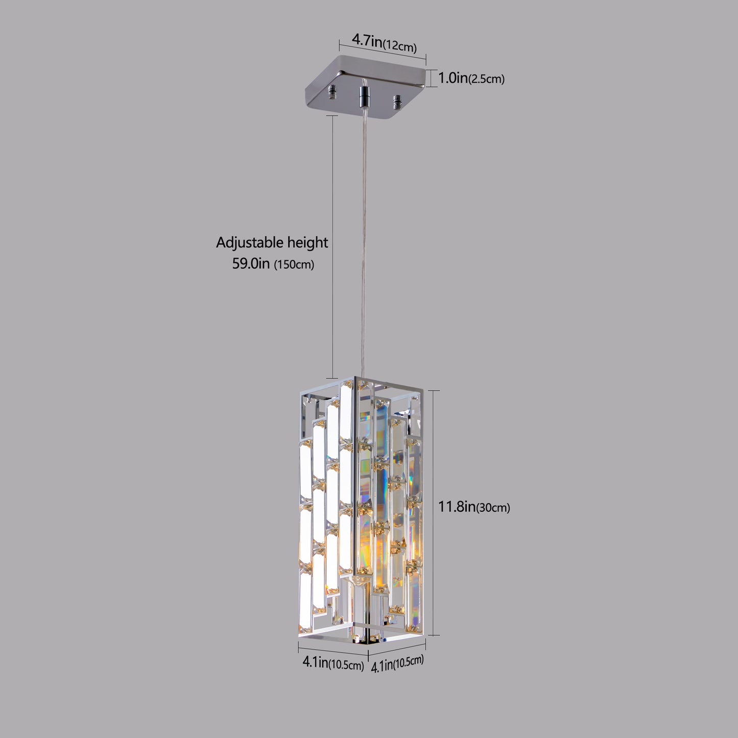 3-Piece Chrome Iron Crystal Pendant Light Set