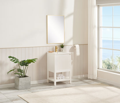 20 inch solid wood pre-assembly bathroom vanity with adjustable shelf --White