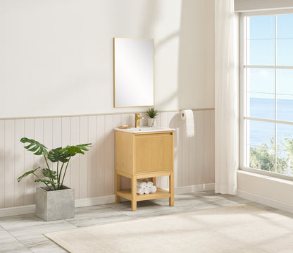 20 inch solid wood pre-assembly bathroom vanity with adjustable shelf --Ash Wood