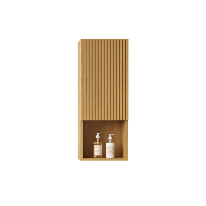 MITCH 35" Tall Bathroom Wall Mounted Cabinet, Narrow Storage Cabinet with Door and Shelves, Suitable for Small Spaces, Applicable to Bathroom, Living Rooms and Laundry, Corolla Oak Woodgrain Color