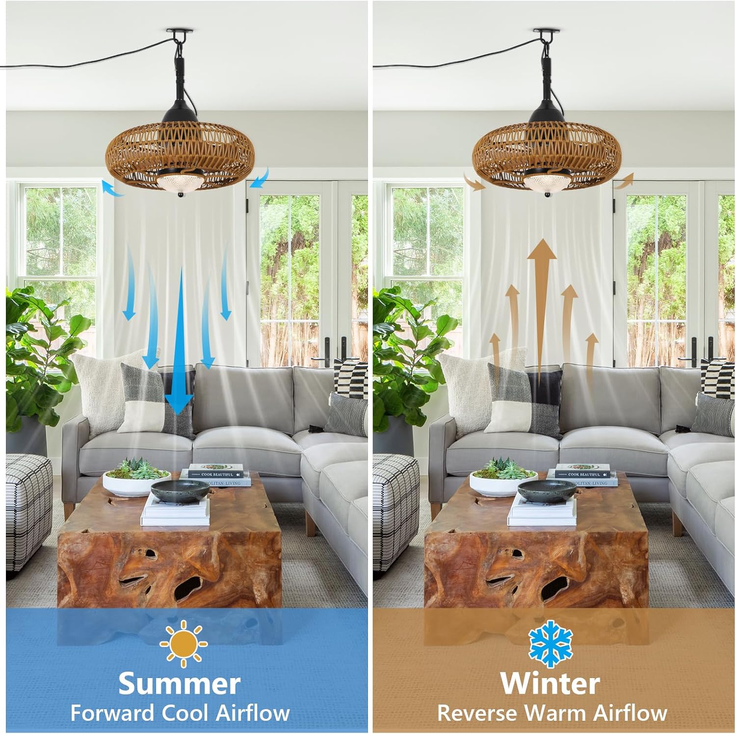 Brown Iron Outdoor Ceiling Fan with Lights Remote Control