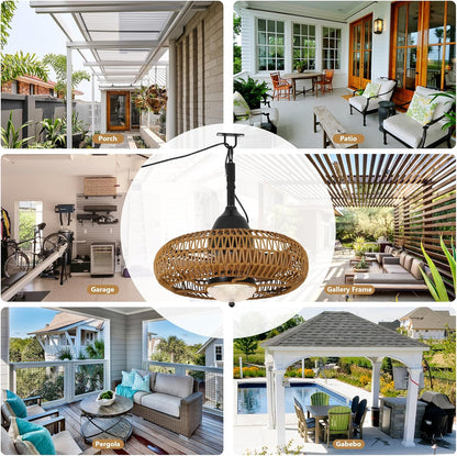 Brown Iron Outdoor Ceiling Fan with Lights Remote Control