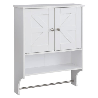 Over The Toilet Storage Cabinet,Farmhouse Medicine Cabinet with 2 Door and Adjustable Shelves,21.65 x 7.1 x 27.6 Inches, Bathroom, Living Room, White