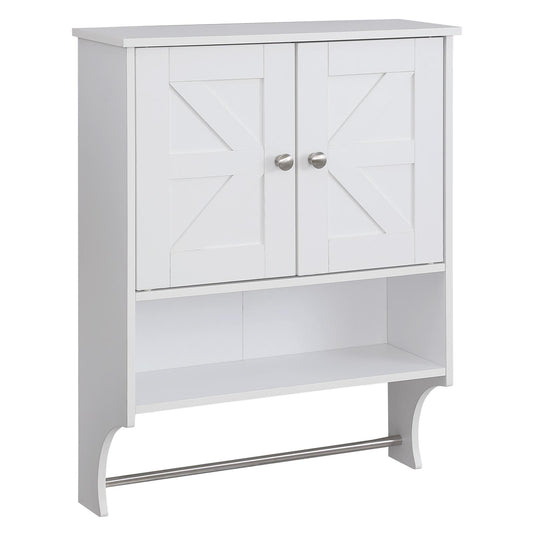 Over The Toilet Storage Cabinet,Farmhouse Medicine Cabinet with 2 Door and Adjustable Shelves,21.65 x 7.1 x 27.6 Inches, Bathroom, Living Room, White