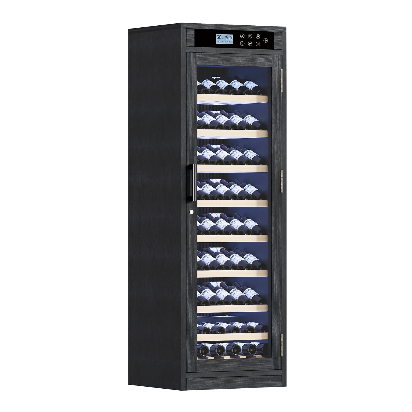 Black Wine Cellar Cabinet - 25.59" Tall MDF Glass