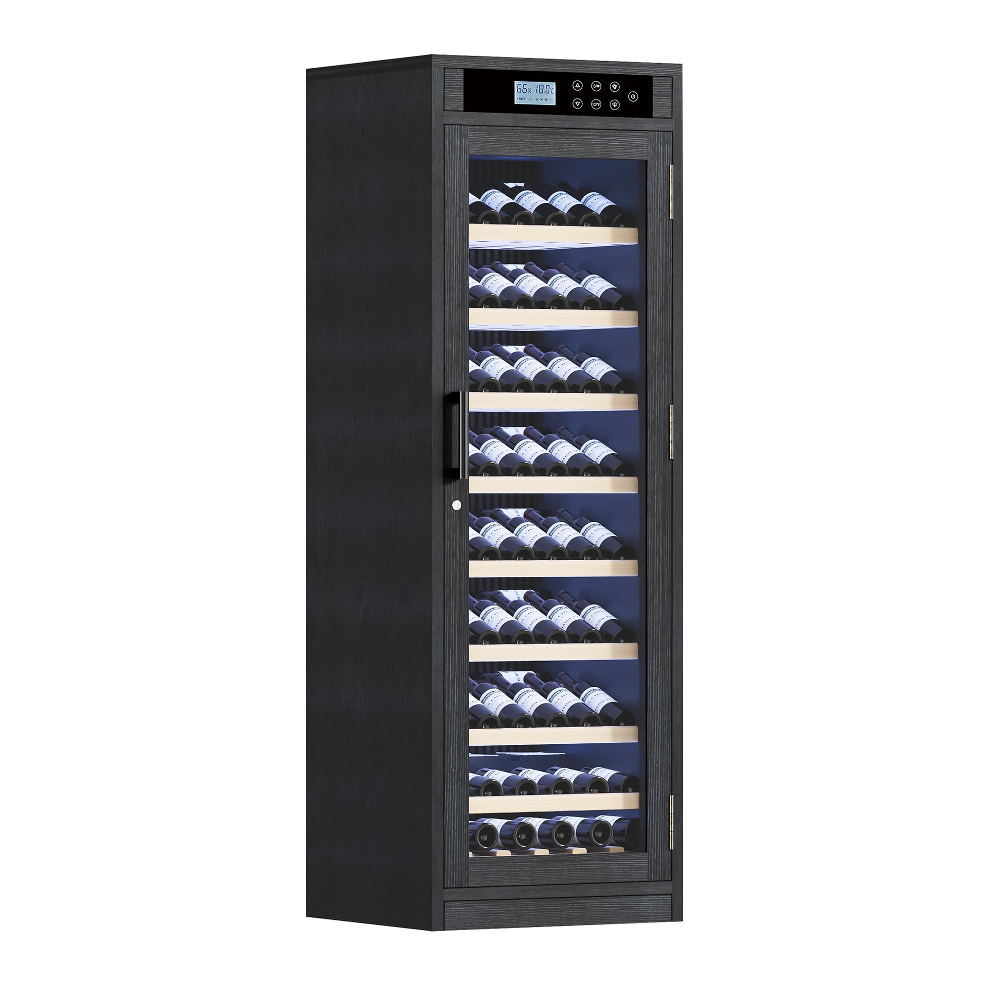 Black Wine Cellar Cabinet - 25.59" Tall MDF Glass