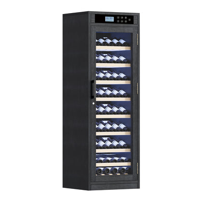 Black Wine Cellar Cabinet - 25.59" Tall MDF Glass