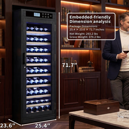 Black Wine Cellar Cabinet - 25.59" Tall MDF Glass
