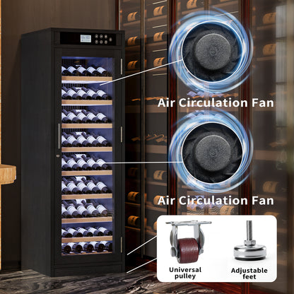 Black Wine Cellar Cabinet - 25.59" Tall MDF Glass