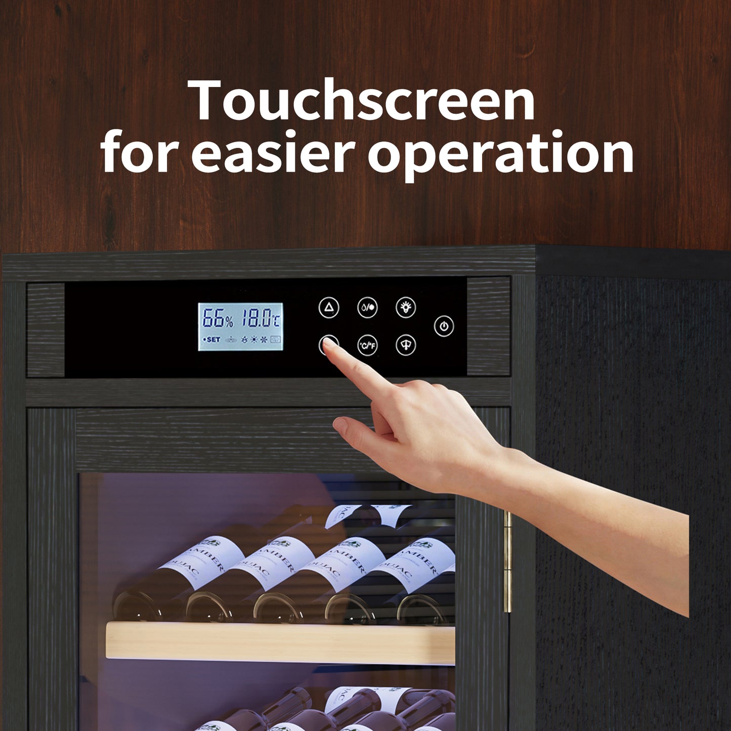 Black Wine Cellar Cabinet - 25.59" Tall MDF Glass