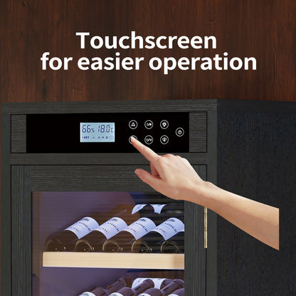 Black Wine Cellar Cabinet - 25.59" Tall MDF Glass