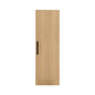 12" Tall Floating Bathroom Side Cabinet, Light Oak Plywood Linen Cabinet, Wall-Mounted Single Door Storage with Black/Aluminum Handles