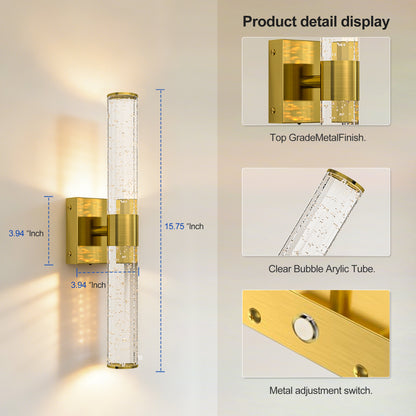 2 Sets LED Bathroom Vanity Lights - Gold Modern Sconce