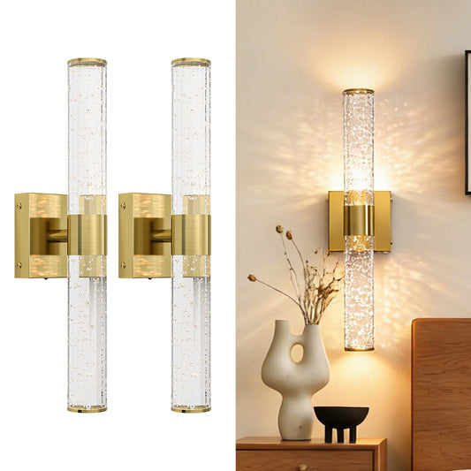 2 Sets  LED Bathroom Vanity Lights Bathroom Light Fixtures Over Mirror,3000K Natural Warm Light, Modern Wall Sconce for Bedroom,Living Room,Hallway,Gold