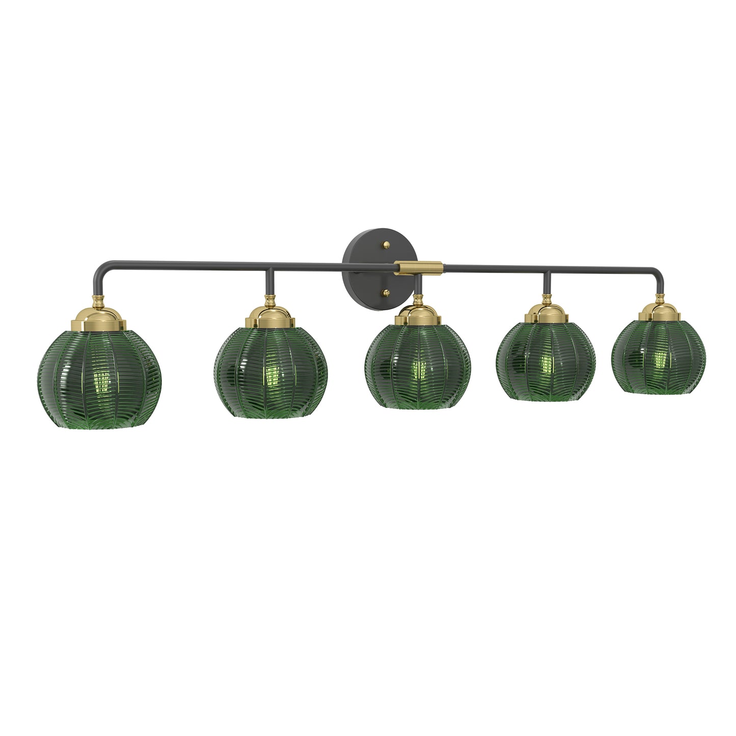 5-Light Bathroom Light Fixtures((Does Not Include Light Bulbs), Modern Vanity Lights with Glass Shade, Vintage Light Fixture Bathroom Over Mirror Wall Lights for Kitchen Dinning Room Bedro--Black+GOLD