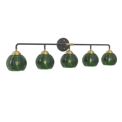 5-Light Bathroom Light Fixtures((Does Not Include Light Bulbs), Modern Vanity Lights with Glass Shade, Vintage Light Fixture Bathroom Over Mirror Wall Lights for Kitchen Dinning Room Bedro--Black+GOLD