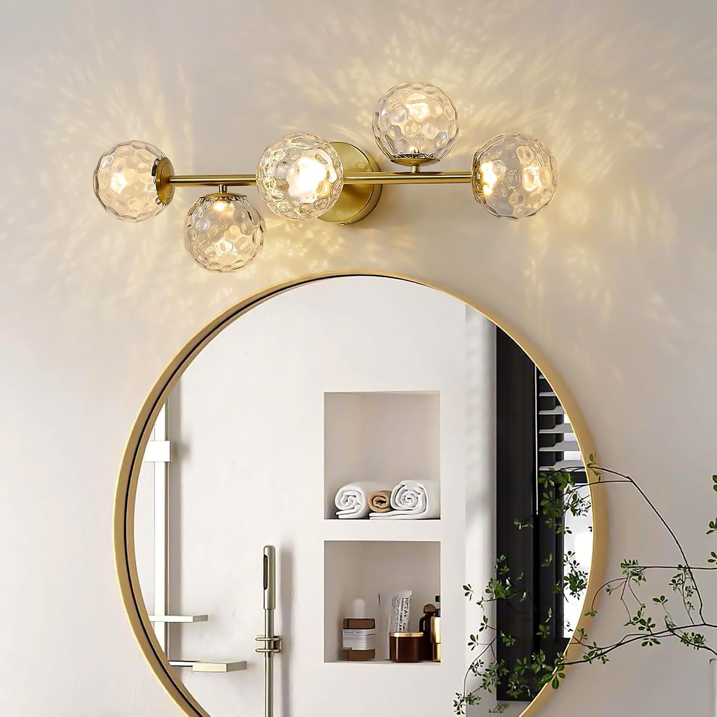 Gold Bathroom Vanity Light Fixtures 5 Lights Modern